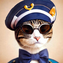 Lieutenant Boots - Cat with a sailor beret #3 by Digital Art Factory
