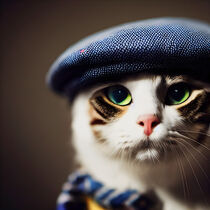 Charlie - Cat with a French beret #6 by Digital Art Factory