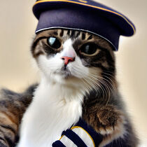 Admiral Chester - Cat with a sailor beret #2 by Digital Art Factory