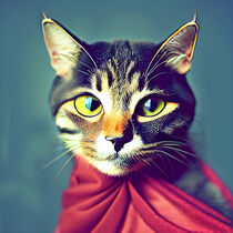Super Tigger - Cat with a superhero cape #1 by Digital Art Factory