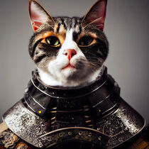 Maverick - Cat wearing an armor #17 von Digital Art Factory