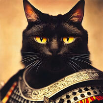 Chausiku - Cat wearing an armor #9 von Digital Art Factory