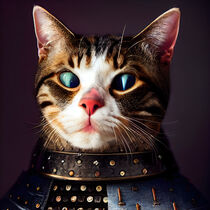 Nyx - Cat wearing an armor #3 von Digital Art Factory