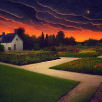 Cottage garden by night. von Claudia Rotermund