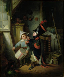 Two Boys Dressing Up as Soldiers  by Claude Jacquand