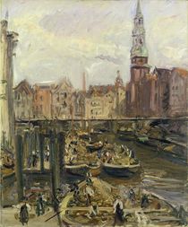 Floating Market on a canal in Hamburg von Max Slevogt