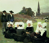 Breton Women Sitting at a Pardon  by Pascal Adolphe Jean Dagnan-Bouveret