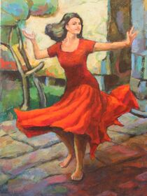 Frau im roten Kleid  von alfons niex