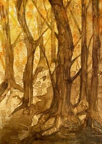 Coffee painting_tree by Myungja Anna Koh