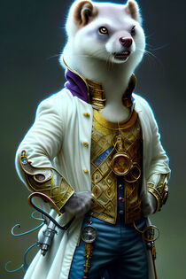 Alchemist Steampunk Weasel In A White Coat by ravadineum
