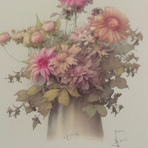 Retro Flowers in Style of Jean-Baptiste Monge by Michael Mayr