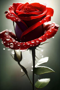Red Rose Close-up With Raindrops von ravadineum