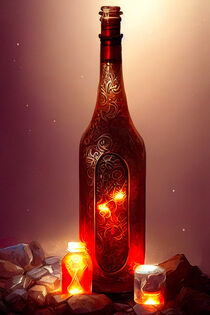 Glowing Red Wine Bottle by ravadineum