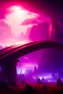 Bridge On An Alien Planet With Purple Lighting by ravadineum