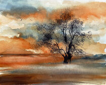 Sonnenuntergang mit Baum von Sonja Jannichsen