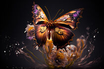 Beautiful  butterfly on a flower on a black background by Eugen Wais
