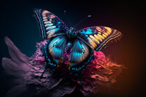 Beautiful  butterfly on a flower on a black background von Eugen Wais