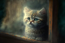 Kätzchen, das aus dem Fenster schaut by Eugen Wais