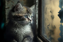 Kätzchen, das aus dem Fenster schaut von Eugen Wais