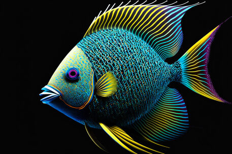 Colorful-fisch-on-black-background-n