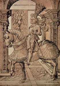 Emperor Maximilian I riding a horse by Hans Burgkmair