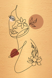 'Woman with Flowers Abstract Line Art' by Erika Kaisersot