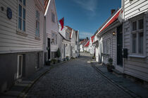 Old town Gamle Stavanger with white timber houses in Norway  by Bastian Linder