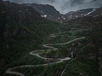 Winding mountain pass road at Lysefjord in Rogaland in Norway by Bastian Linder