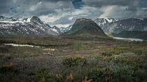 Mountain landscape with hike to Knutshoe summit in Jotunheimen National Park in Norway by Bastian Linder