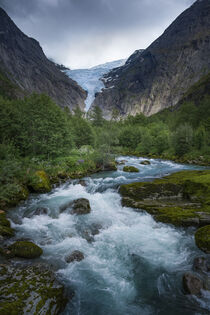 Mountain river of Briksdalsbreen glacier in the mountains of Jostedalsbreen national park in Norway by Bastian Linder