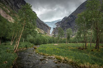 Mountain river of Briksdalsbreen glacier in the mountains of Jostedalsbreen national park in Norway by Bastian Linder