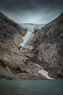 Briksdalsbreen glacier ice and glacier lake in the mountains of Jostedalsbreen national park in Norway by Bastian Linder