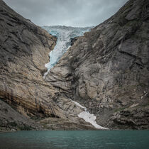 Briksdalsbreen glacier ice and glacier lake in the mountains of Jostedalsbreen national park in Norway von Bastian Linder