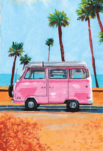 Summer Vibes Pink Van by Zeynep Acarli