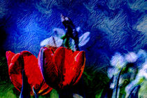 ABSTRACT : FLORA - RED TULIPS by Michael Naegele