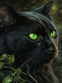 black cats with green eyes by Vonda Vanissa