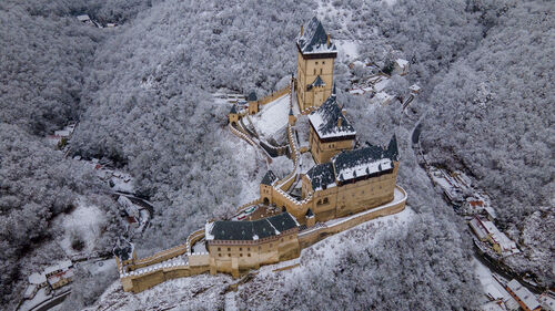 Aerial-view-on-karlstejn-castle