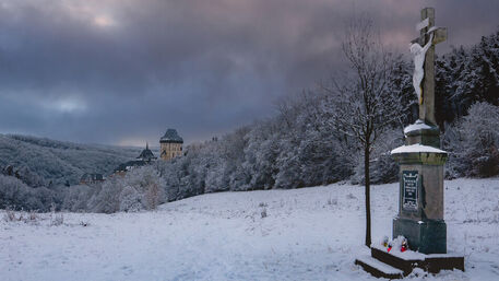 View-of-medieval-karlstejn-castle-in-winter-season