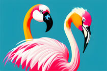 flamingo love birds series  by pushin-p