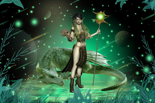 Elf-fairy-and-green-dragon-01a
