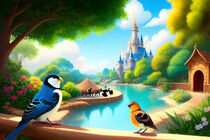 Birds and Castle by pushin-p