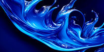 Blue Abstract Liquid Waves And Water Splashes Background