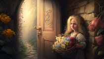 Portrait of a beautiful girl with flowers. von ws-coda