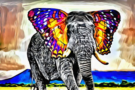 Elephant-butterfly-in-africa-digital-art