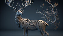 Illustration of a deer as a 3d representation with a strange  von ws-coda