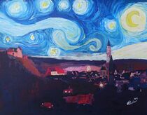 Starry Night in Landshut mit Isartal Burg und Altstadt von M.  Bleichner