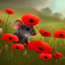 Kleine Maus und Mohnblumen by babetts-bildergalerie