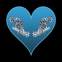Zackenbarsch - Blaues Herz | Design - Schwarzer Hintergrund