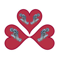 Zackenbarsch - Herzdesign | 3 Rote Herzen - Weißer Hintergrund