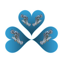 Zackenbarsch - Herzdesign | 3 Blauer Herzen - Weißer Hintergrund